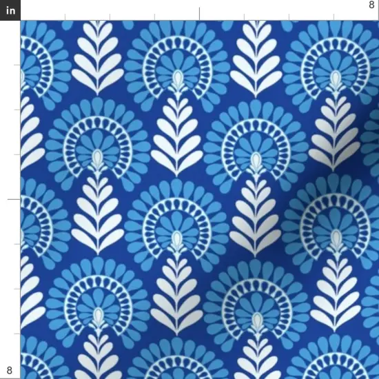 Various Fabrics by the Yard or Fat Quarter Blue Flowers Indian Block Print Monochrome Small Scale Cobalt Indigo Custom Printed Fabric by Spoonflower {4}
