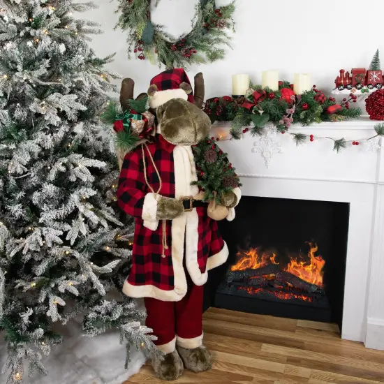 Northlight Moose Santa Claus Standing Christmas Figure - 48" Red {3}