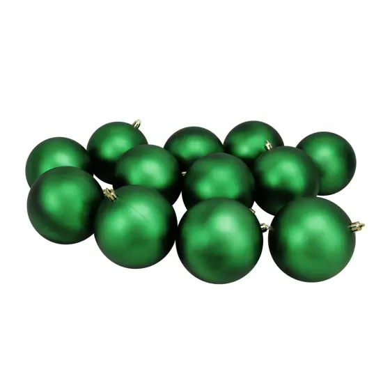 Northlight Shatterproof Matte Christmas Ball Ornaments - 4" (100mm) - Christmas Green - 12ct {1}