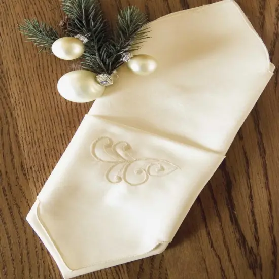 Heritage Lace Set of 4 Noel Glow Embroidered Fine Linen Christmas Napkins 21" x 21" White {3}