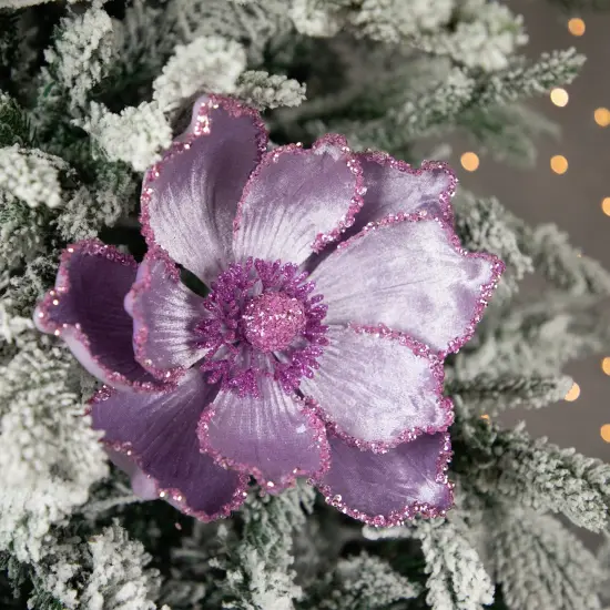 Northlight 24" Glittered Lavender Magnolia Christmas Stem Spray Purple {3}