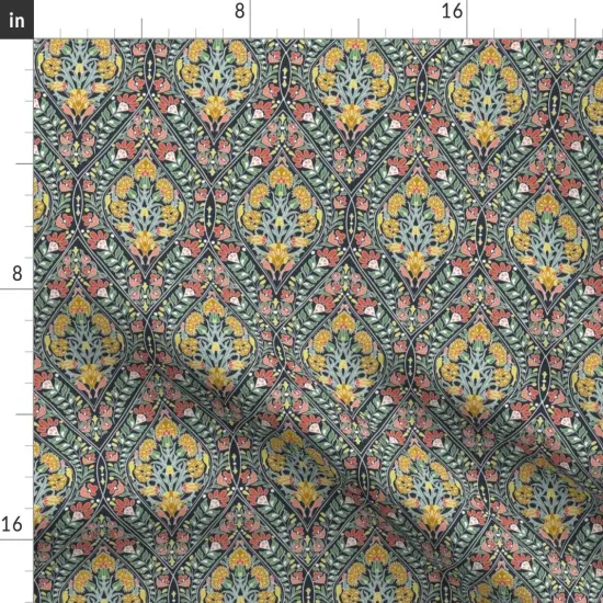 Various Fabrics by the Yard or Fat Quarter Art Nouveau Botanical Garden Arts And Crafts Colorful Multicolor Small Scale Custom Printed Fabric by Spoonflower {2}