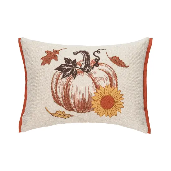 Harvest Time Pumpkin w/ Sunflower Mini Accent Pillow 13" x 18" {1}