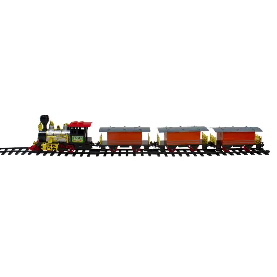 Northlight Animated Lighted Classic Christmas Train Set with Sound - Red and Black - 20-Piece {4}