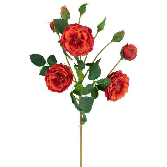 Northlight Real Touch&trade; Orange and Red Artificial Camellia Rose Floral Sprays, Set of 6 - 23" {5}