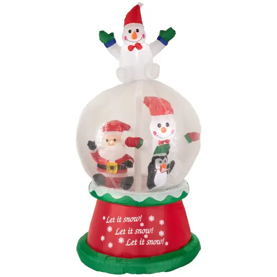 Northlight Lighted Inflatable Santa and Friends Snow Globe Outdoor Christmas Decoration - 6.75' Red {1}