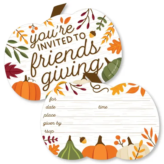 Big Dot of Happiness Fall Friends Thanksgiving - Shaped Fill-In Invitations - Friendsgiving Party Invitation Cards with Envelopes - Set of 12 {1}