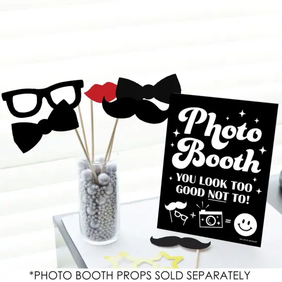 Big Dot of Happiness Party Props Photo Booth Sign - Printed on Sturdy Plastic Material - 10.5 x 13.75 inches - Sign with Stand - 1 Piece {3}