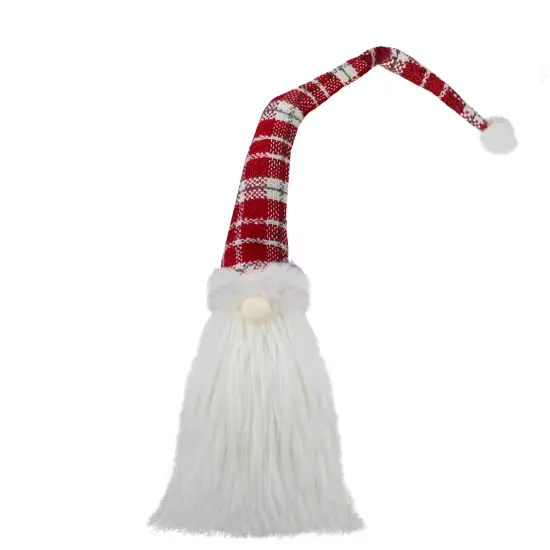 Northlight Plaid Hat Santa Claus Gnome Christmas Decoration - 29.5" - Red and White {1}