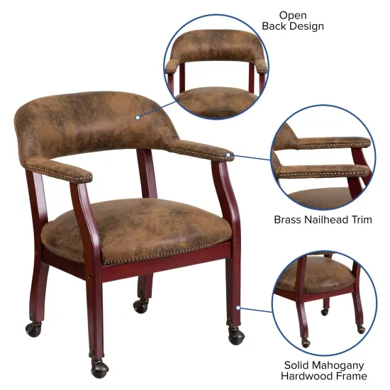 Emma and Oliver Conference Chair with Accent Nail Trimand Casters BomberJacketMicrofib {2}
