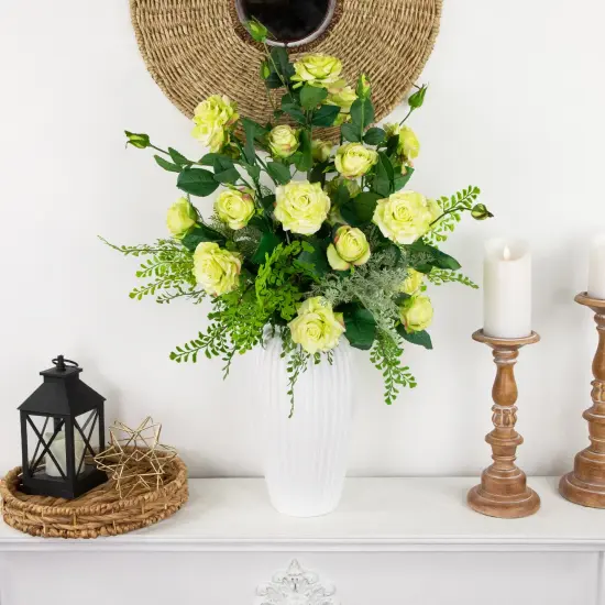 Northlight Real Touch&trade; Yellow and Green Artificial Rose Floral Sprays, Set of 6 - 35" {3}