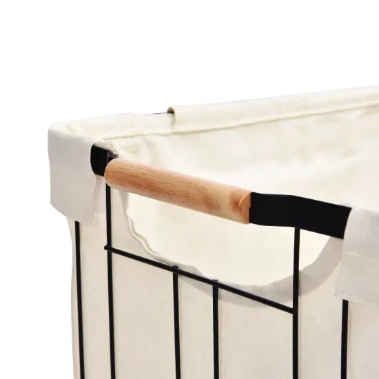 Oceanstar Mobile Rolling Storage Laundry Basket Cart with Handle White {6}