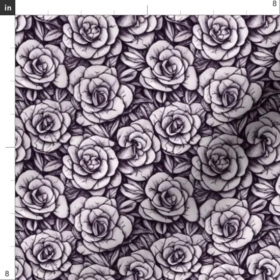 Various Fabrics by the Yard or Fat Quarter Purple Roses Lavender Floral Bouquet Custom Printed Fabric by Spoonflower {4}