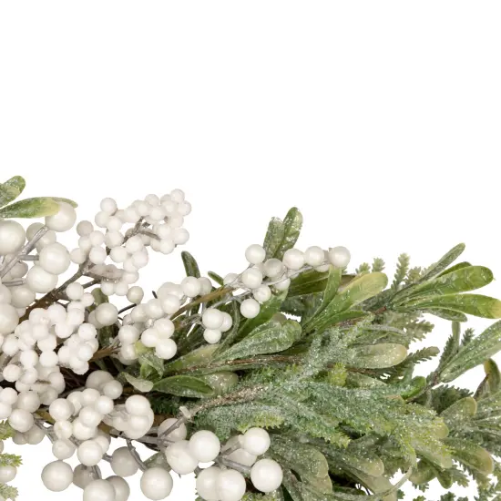 Northlight White Berry and Frosted Pine Christmas Wreath, 28-Inch, Unlit Green {4}