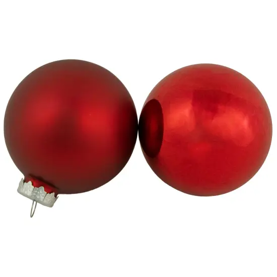 Northlight 3-Finish Christmas Glass Ball Ornaments - 3.25" (80mm) - Red and White - 96ct {3}