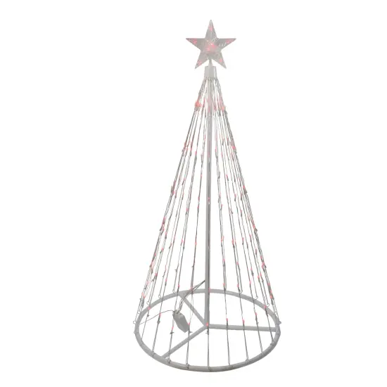 Northlight LED Lighted Show Cone Tree with Star Outdoor Christmas Decoration - 4' - Red White {3}