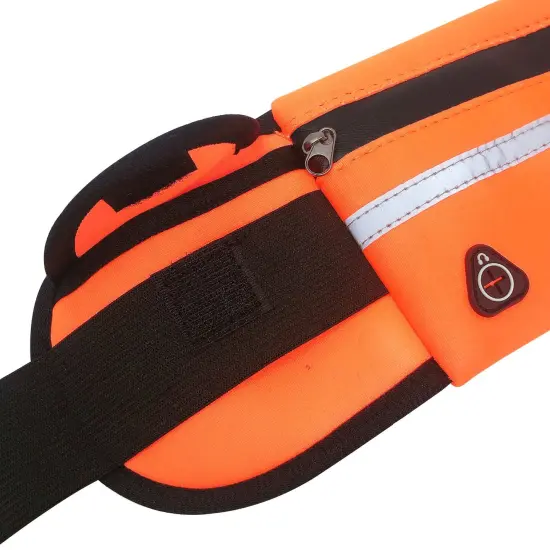 Wrapables Adjustable Neoprene Running Belt, Waterproof Fanny Pack, Workout Pouch for Running Jogging Hiking Orange {4}