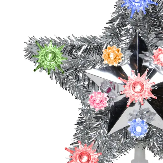 Northlight 9" Lighted Silver Star Christmas Tree Topper - Multicolor Lights {4}