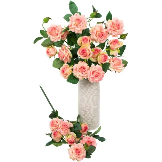 Northlight Real Touch&trade; Light Pink Artificial Rose Floral Sprays, Set of 6 - 35" {4}