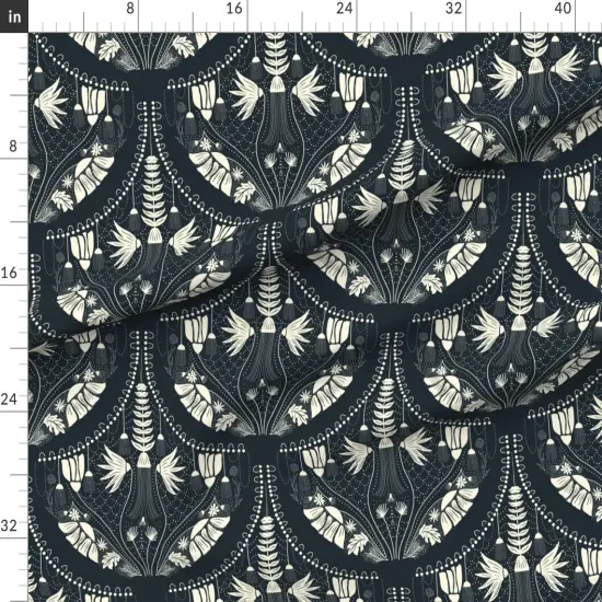 Various Fabrics by the Yard or Fat Quarter Dark Damask Large Scale Victorian Traditional Moody Gothic Custom Printed Fabric by Spoonflower {1}