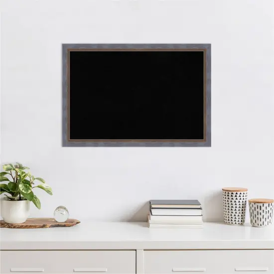 Two Tone Wood Framed Corkboard, Black Cork Two Tone Blue Copper {5}