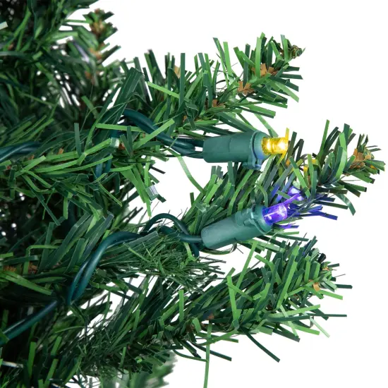 Northlight Pre-Lit Pencil Northern Balsam Fir Artificial Christmas Tree - 6' - Multi LED Lights Green {5}