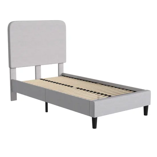 Merrick Lane Remi Platform Bed with Headboard - Upholstered Frame - 14 Wooden Slats - No Box Spring Required {1}