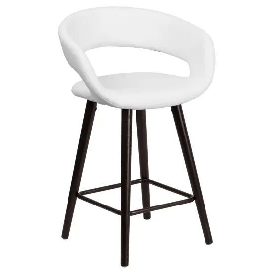 Merrick Lane Plath 24 Inch Cappuccino Ultramodern Bar Counter Stool With Upholstered Seat Black {6}