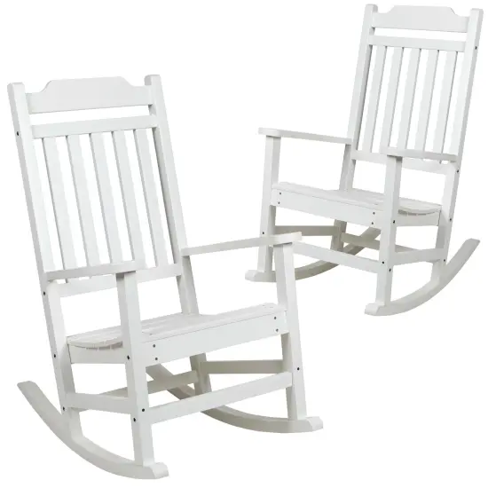 Merrick Lane Set of 2 HillfordPoly Resin Indoor/Outdoor Rocking Chairs Red {6}