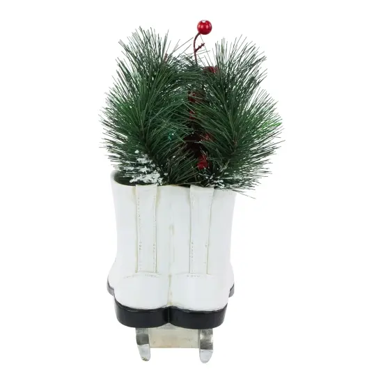 Northlight LED Lighted Ice Skates with Floral Arrangement Christmas Decoration - 12" White {6}