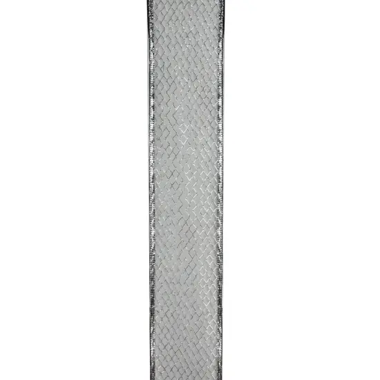 Northlight Pack of 12 Glittering Silver Metallic Lattice Christmas Wired Craft Ribbons - 2.5" x 120 Yards {3}