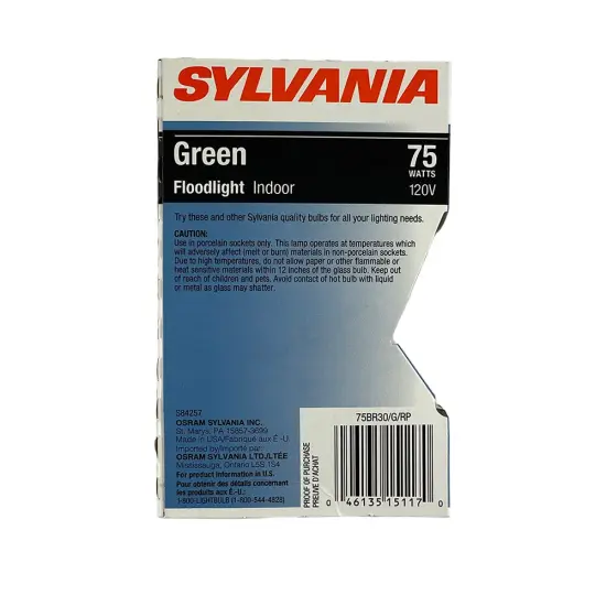 Sylvania 75W 120V Green BR30 Floodlight Incandescent Bulb {4}
