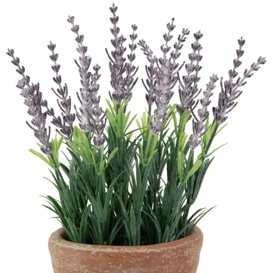 Northlight Artificial Lavender and Leaves in Weathered Pot - 10" Purple {5}