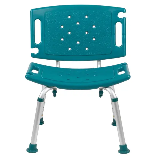 Emma and Oliver Tool-Free 300 Lb. Capacity, Adjustable Bath & Shower Chair with Large Back Teal {3}