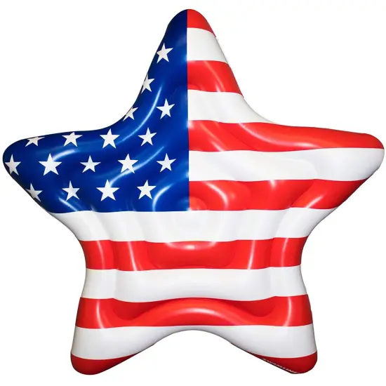 Swim Central Inflatable Americana Star Island Swimming Pool Float - 69" Blue {1}
