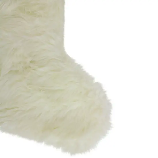 Northlight 20" Ivory White Soft Faux Fur Decorative Christmas Stocking {4}