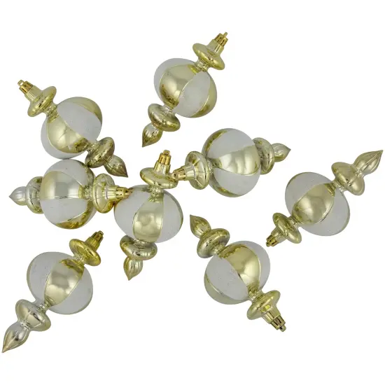 Northlight 8ct Champagne Shiny Finish Shatterproof Finial Christmas Ornaments, 6" Gold {6}