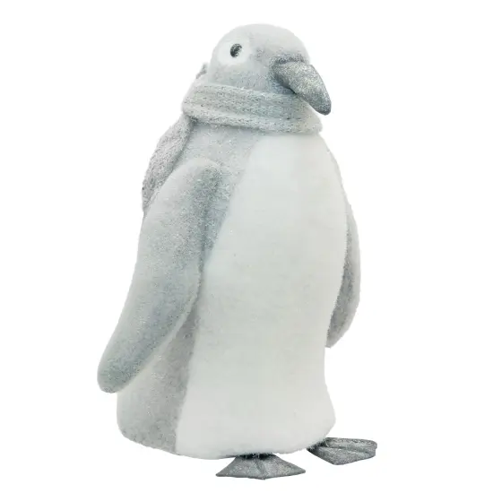 Northlight Sparkling Penguin with Scarf Figure - 18" - Gray and White {1}