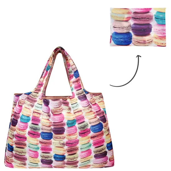 Wrapables Large Foldable Tote Nylon Reusable Grocery Bag Macarons {3}