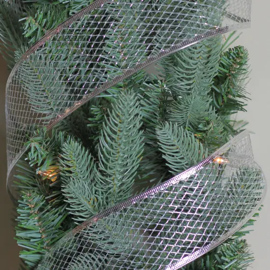 Northlight Pack of 12 Glittering Silver Metallic Lattice Christmas Wired Craft Ribbons - 2.5" x 120 Yards {4}