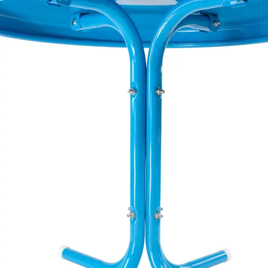 Northlight 22" Round Outdoor Retro Steel Tulip Side Table, Turquoise Blue {5}