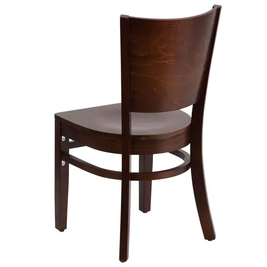 Emma and Oliver Solid Back Wooden Restaurant Dining Chair WalnutSeat/Walnut {3}