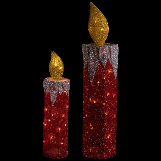 Northlight LED Lighted Candles Outdoor Christmas Decorations - 22.75" - Red - Set of 2 {7}