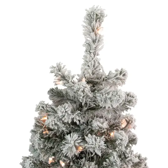 Northlight 4.5' Pre-Lit Flocked Madison Pine Artificial Christmas Tree, Clear Lights Green {4}