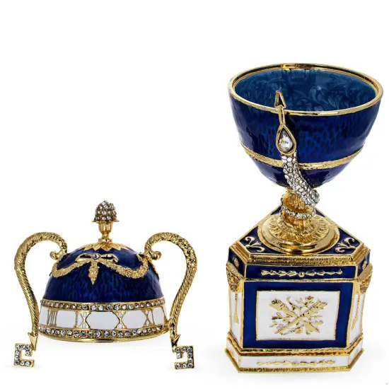 1895 Blue Serpent Clock Musical Royal Imperial Easter Egg {4}