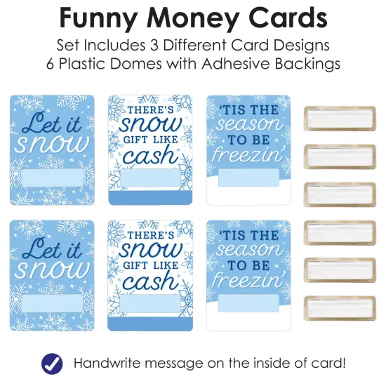 Big Dot of Happiness Blue Snowflakes - DIY Assorted Winter Holiday Party Cash Holder Gift - Funny Money Cards - Set of 6 {7}