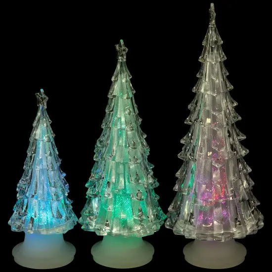 Northlight LED Lighted Color Changing Acrylic Christmas Tree Decorations - 8.5" - Set of 3 Clear {5}
