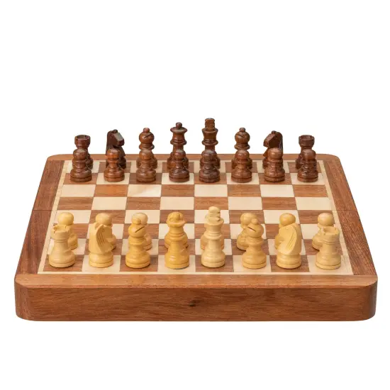 WE Games Travel Magnetic Wood Folding Chess Set, 7.625 inches {3}