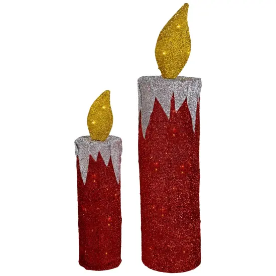 Northlight LED Lighted Candles Outdoor Christmas Decorations - 22.75" - Red - Set of 2 {4}