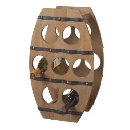 Midwest 22.25" Country - Rustic Wooden Barrel Design Wine Rack - 7 Bottle Storage Brown {1}
